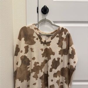 Brown and Cream Cow Print Sweater